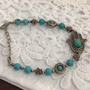 Turquoise Charm Bracelet with Silver Details